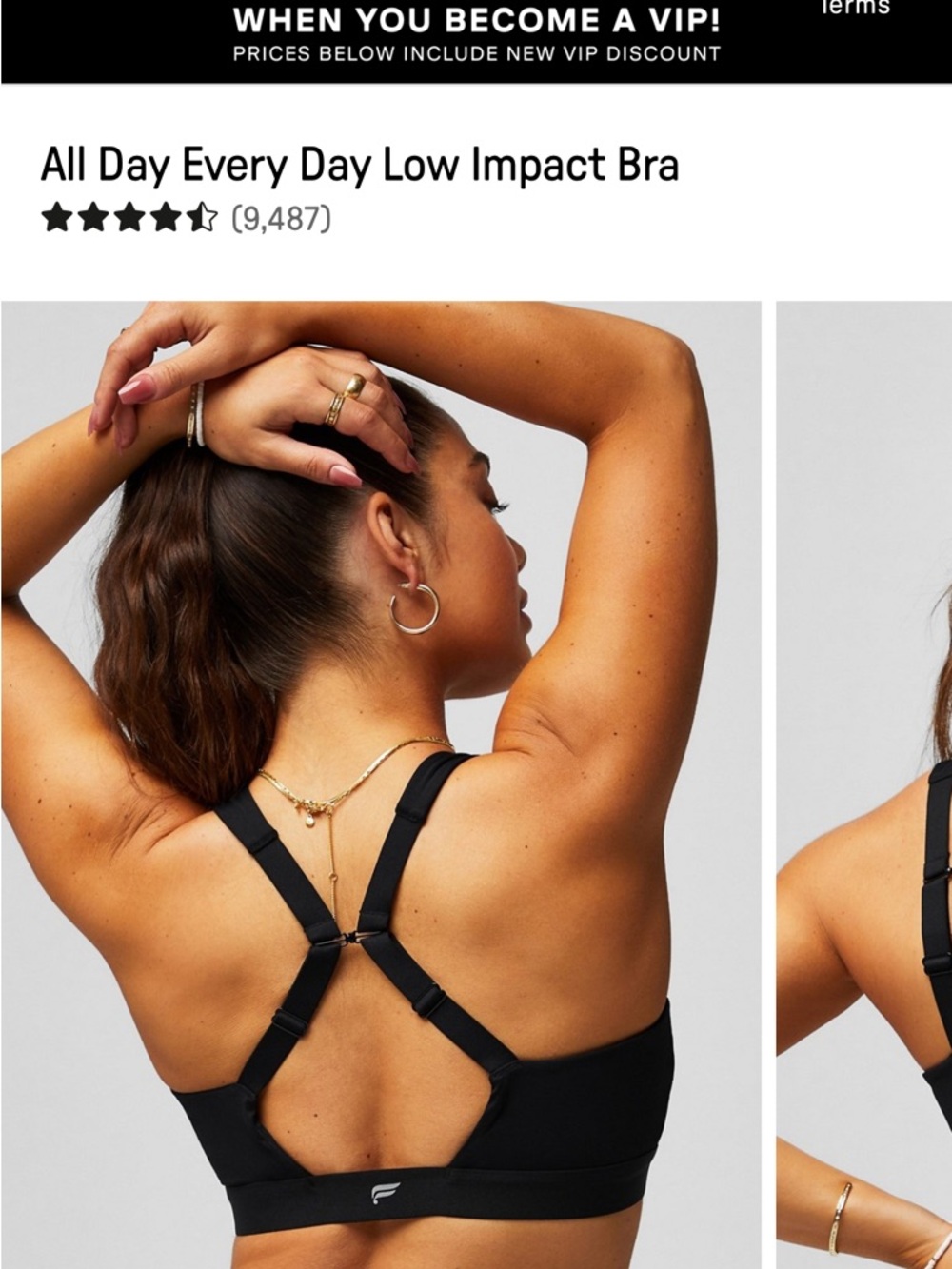 Fabletics Black V-Neck Low Impact Sports Bra - Picture 2 of 8